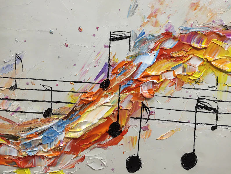 Abstract Music Oil Painting Notes Staff Creative Modern Art Home Decor Wall Canvas Musician Art Collection Original Hand Canvas Gallery Art