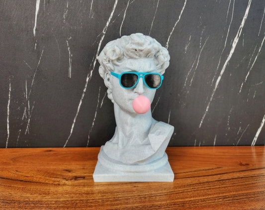 Michelangelo's David Bust with custom color glasses