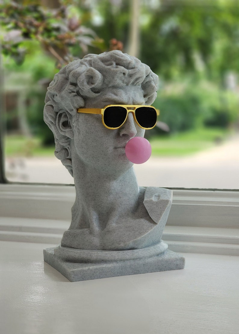 Michelangelo's David Bust with custom color glasses