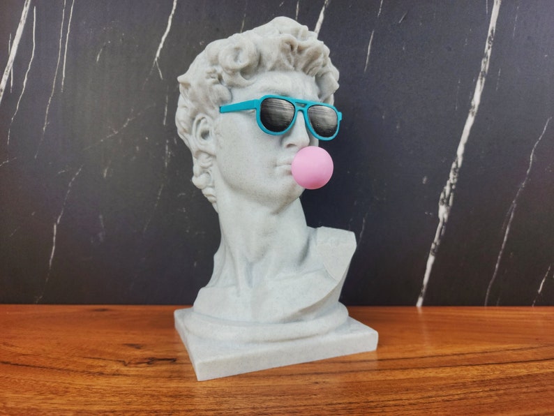 Michelangelo's David Bust with custom color glasses