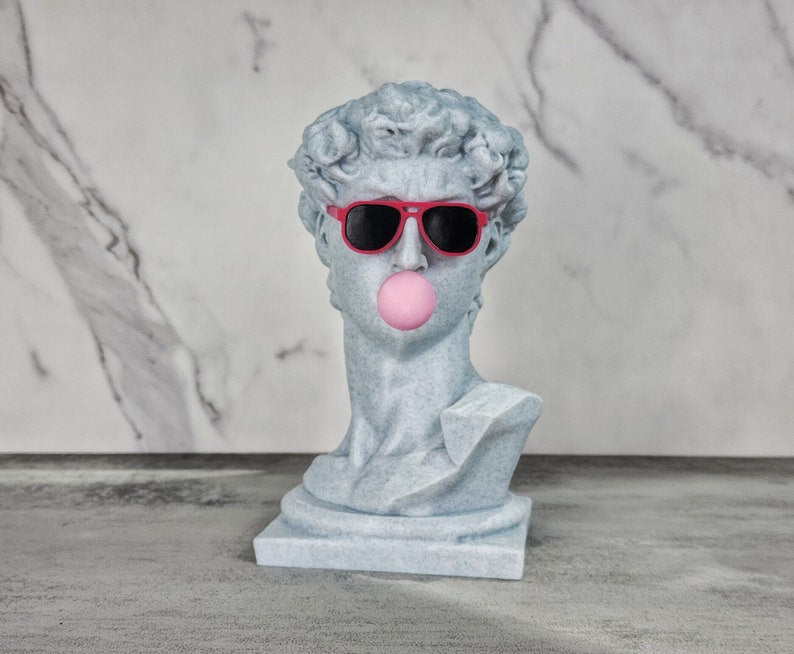 Michelangelo's David Bust with custom color glasses