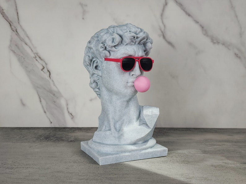 Michelangelo's David Bust with custom color glasses